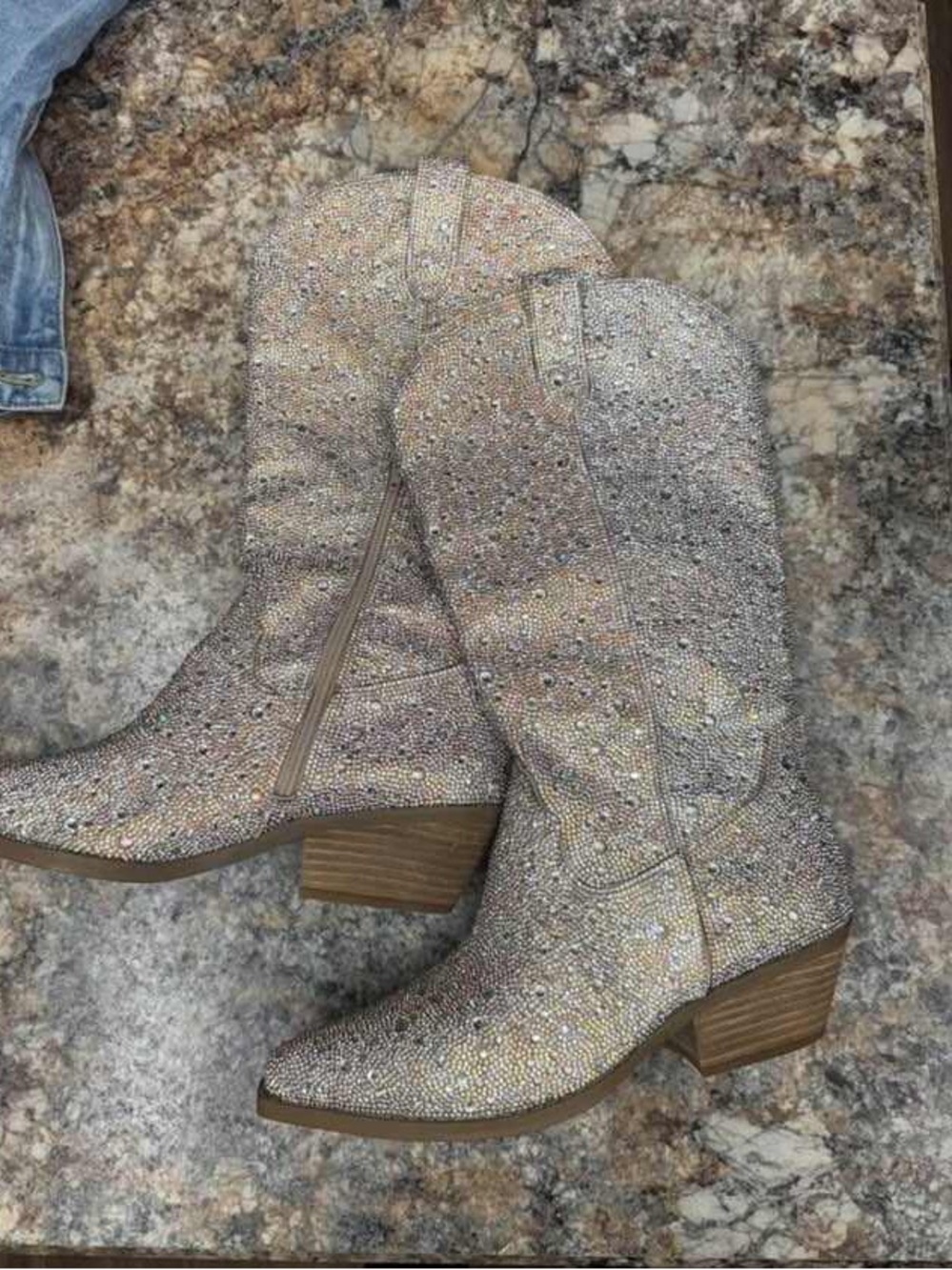 Betsey Johnson Sparkling Rhinestone Western Cowboy Boots